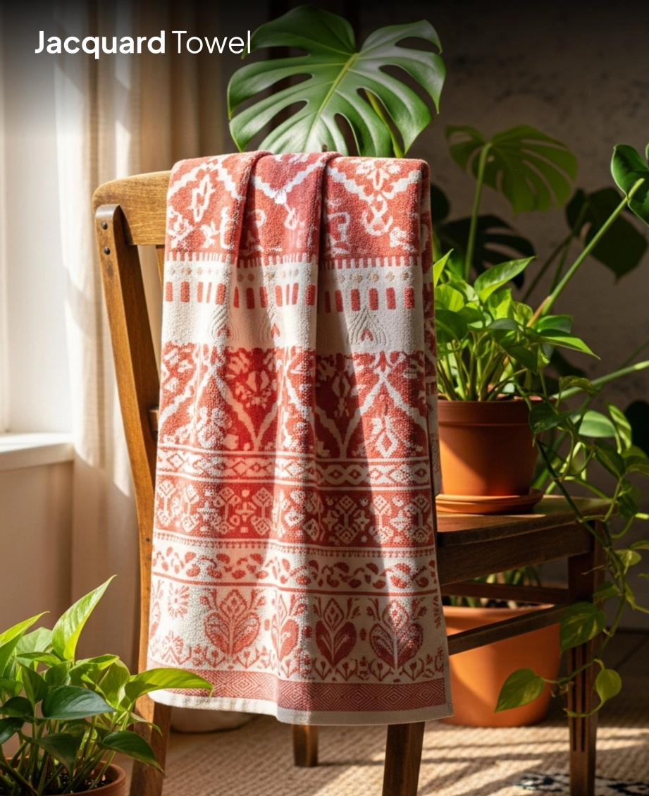 Cream towel with gold rhinestone border